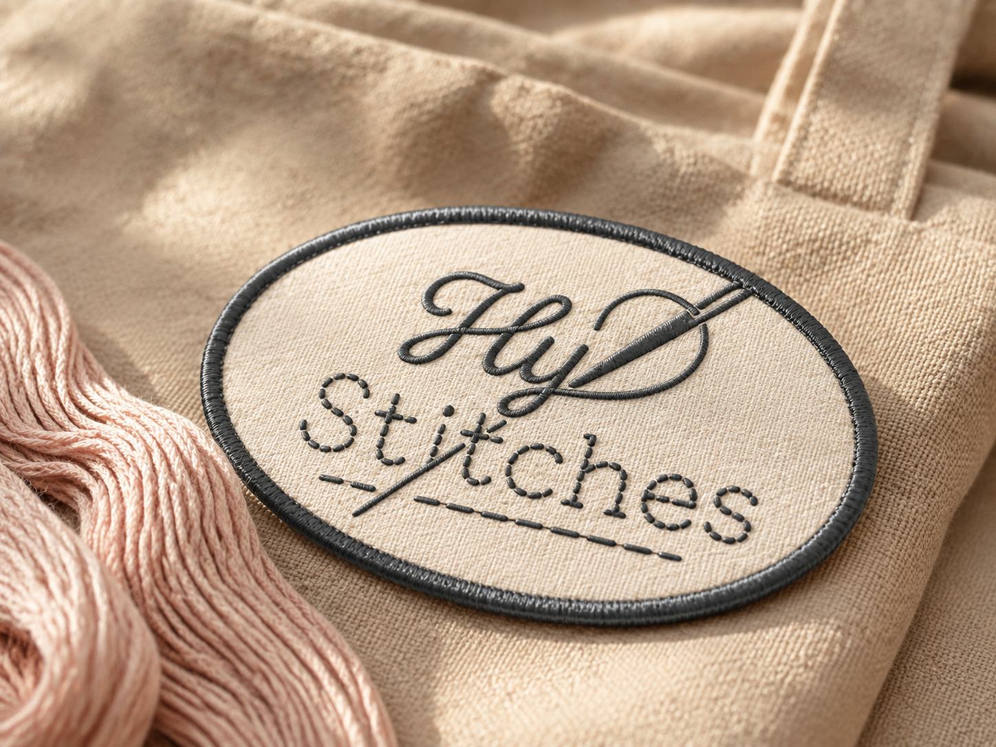 Embroidered patch with the Hy Stitches master logo